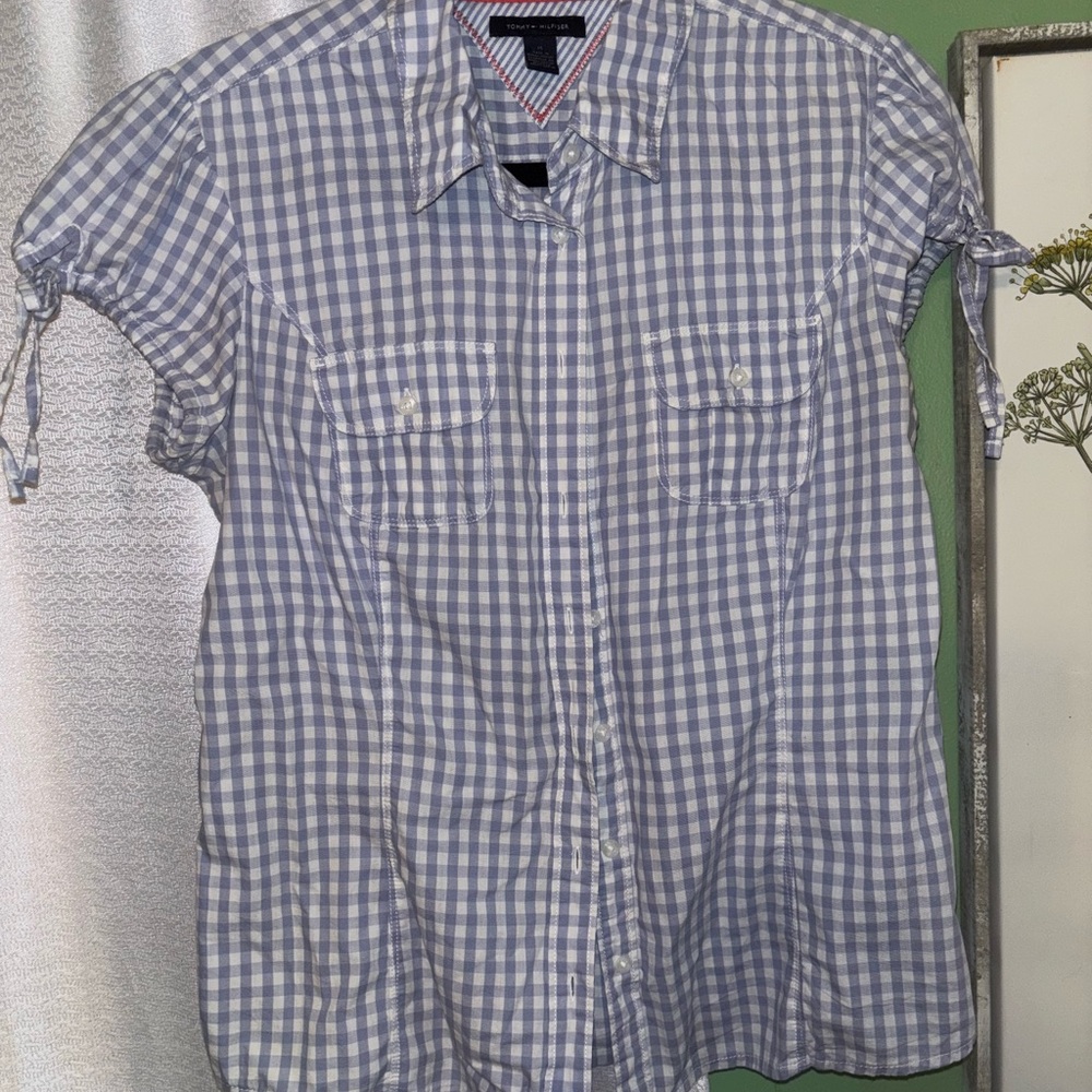 Tommy Hilfiger Blue and White Gingham Men's Shirt